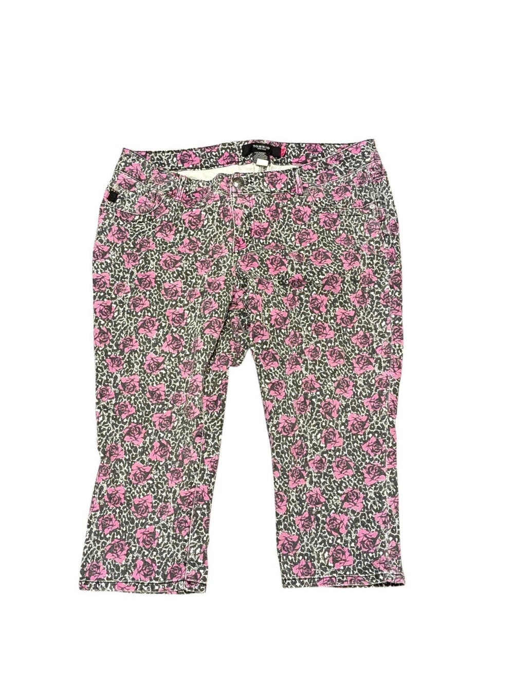 Torrid Denim Skinny Crop Jeans Floral Leopard Print Women's Plus Size 16